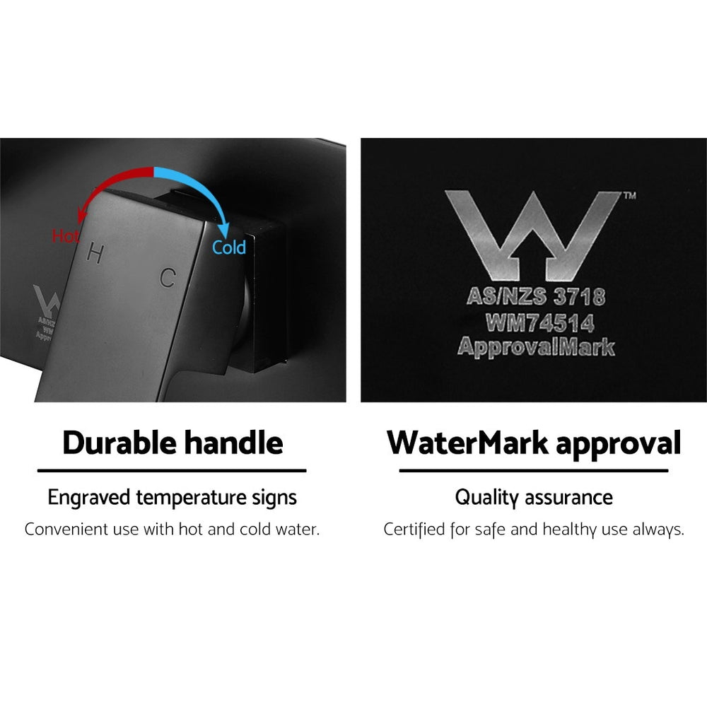 Cefito WELS Bathroom Tap Wall Square Black Basin Mixer Taps Vanity Brass Faucet Tristar Online