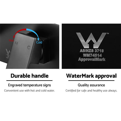 Cefito WELS Bathroom Tap Wall Square Black Basin Mixer Taps Vanity Brass Faucet Tristar Online