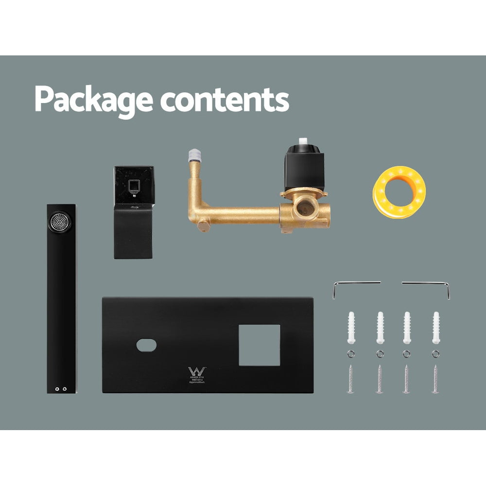 Cefito WELS Bathroom Tap Wall Square Black Basin Mixer Taps Vanity Brass Faucet Tristar Online