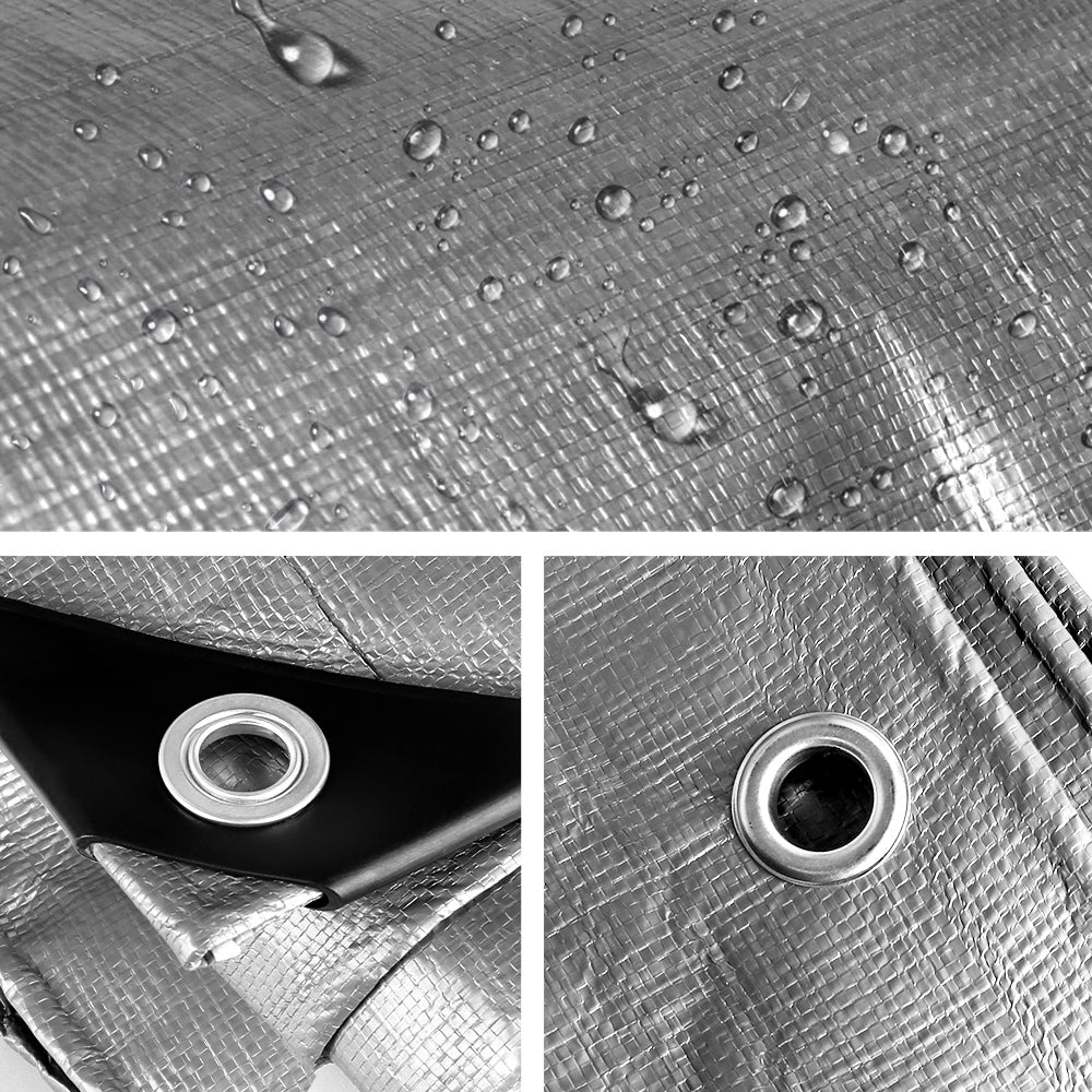Instahut 3.6x6m Tarp Camping Tarps Poly Tarpaulin Heavy Duty Cover 180gsm Silver Tristar Online