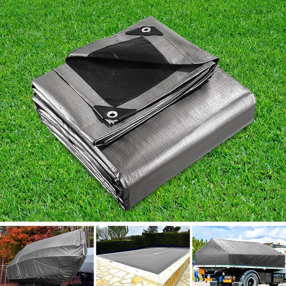 Instahut 3.6x7.3m Tarp Camping Tarps Poly Tarpaulin Heavy Duty Cover 180gsm Silver Tristar Online