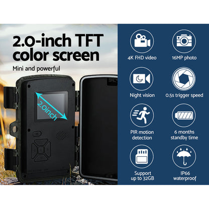 UL-tech Trail Camera 4K 16MP Wildlife Game Hunting Security Cam PIR Night Vision Tristar Online