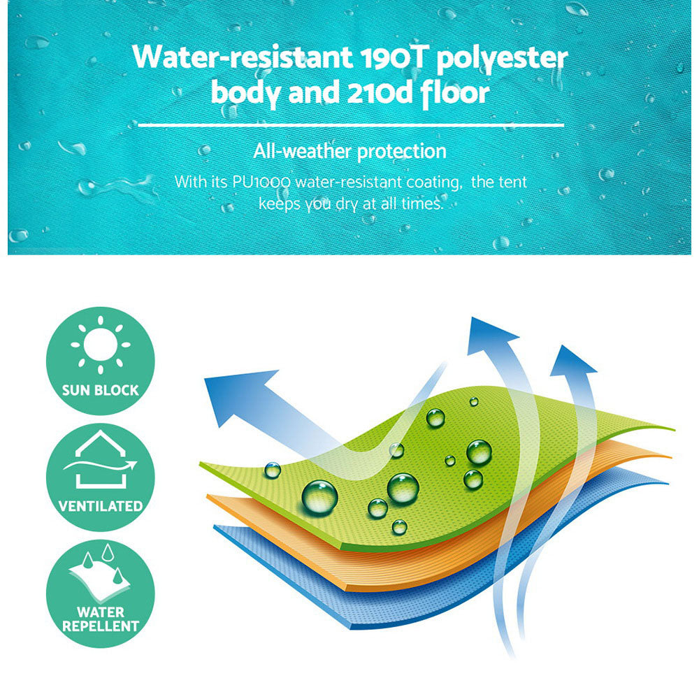 Weisshorn Pop Up Beach Tent Camping Hiking 3 Person Sun Shade Fishing Shelter Tristar Online