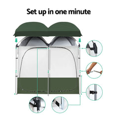 Weisshorn Double Camping Shower Toilet Tent Outdoor Portable Change Room Green Tristar Online