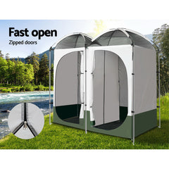 Weisshorn Double Camping Shower Toilet Tent Outdoor Portable Change Room Green Tristar Online