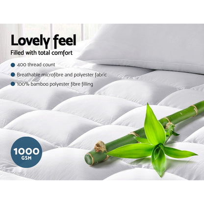Giselle King Mattress Topper Bamboo Fibre Pillowtop Protector Tristar Online