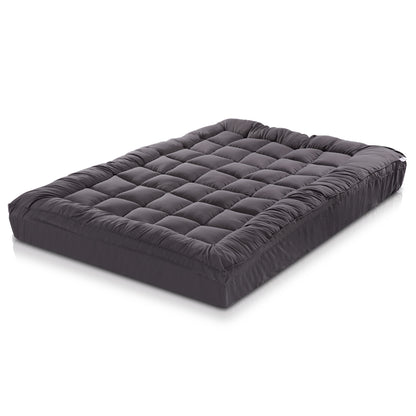 Giselle King Mattress Topper Pillowtop 1000GSM Charcoal Microfibre Bamboo Fibre Filling Protector Tristar Online