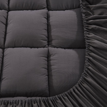 Giselle King Mattress Topper Pillowtop 1000GSM Charcoal Microfibre Bamboo Fibre Filling Protector Tristar Online