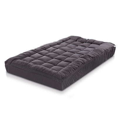 Giselle Single Mattress Topper Pillowtop 1000GSM Charcoal Microfibre Bamboo Fibre Filling Protector Tristar Online