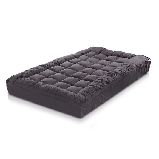 Giselle Single Mattress Topper Pillowtop 1000GSM Charcoal Microfibre Bamboo Fibre Filling Protector Tristar Online
