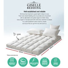 Giselle Double Mattress Topper Pillowtop 1000GSM Microfibre Filling Protector Tristar Online