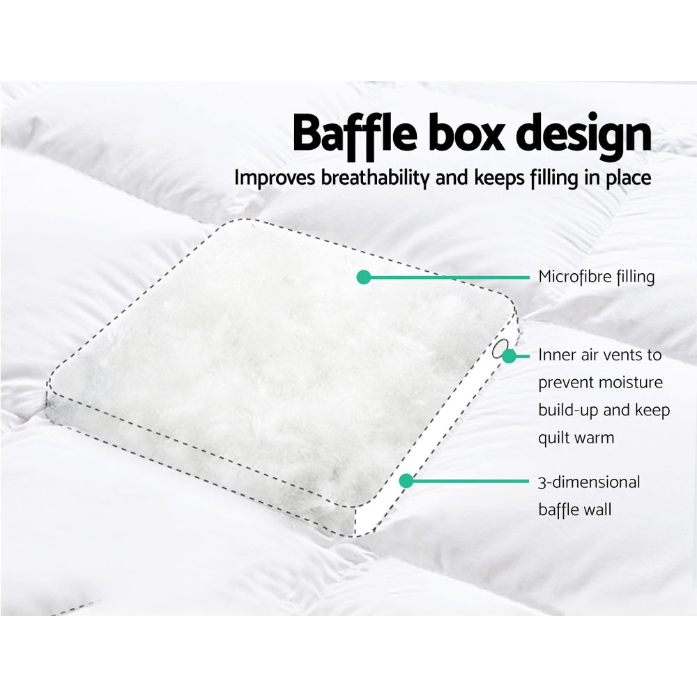Giselle Single Mattress Topper Pillowtop 1000GSM Microfibre Filling Protector Tristar Online