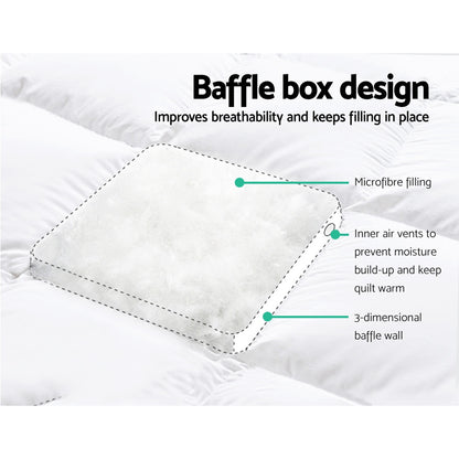 Giselle Single Mattress Topper Pillowtop 1000GSM Microfibre Filling Protector Tristar Online