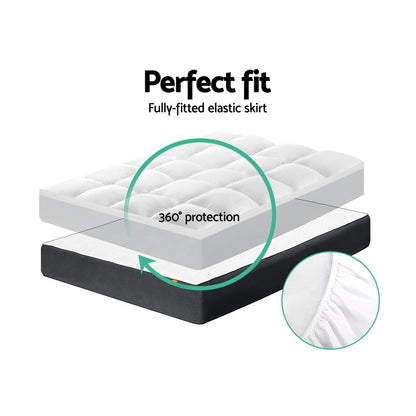 Giselle Single Mattress Topper Pillowtop 1000GSM Microfibre Filling Protector Tristar Online