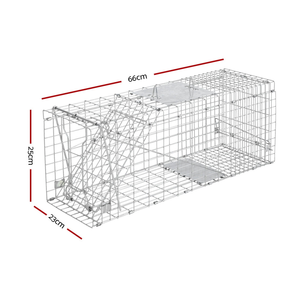 Humane Animal Trap Cage 66 x 23 x 25cm  - Silver Tristar Online