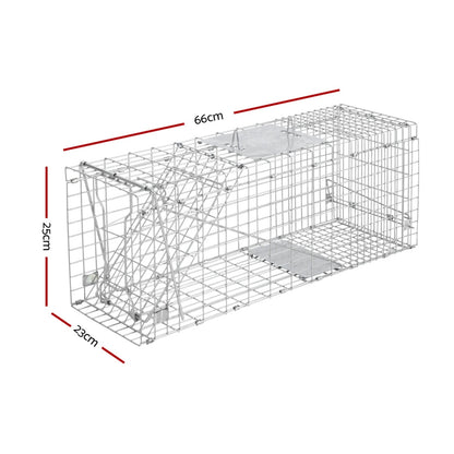 Humane Animal Trap Cage 66 x 23 x 25cm  - Silver Tristar Online