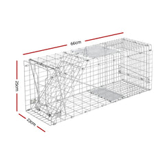 Humane Animal Trap Cage 66 x 23 x 25cm  - Silver Tristar Online