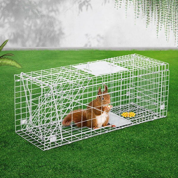 Humane Animal Trap Cage 66 x 23 x 25cm  - Silver Tristar Online