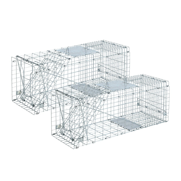 Set of 2 Humane Animal Trap Cage 66 x 23 x 25cm  - Silver Tristar Online