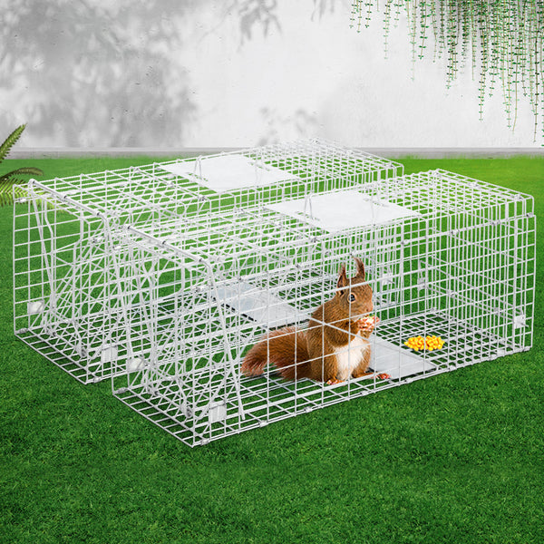 Set of 2 Humane Animal Trap Cage 66 x 23 x 25cm  - Silver Tristar Online