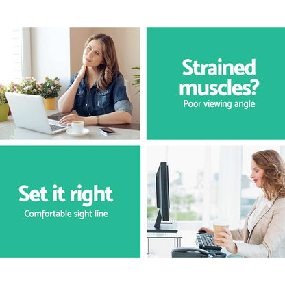 Artiss Monitor Stand Riser Computer Laptop Printer Screen Glass Display Shelf Tristar Online