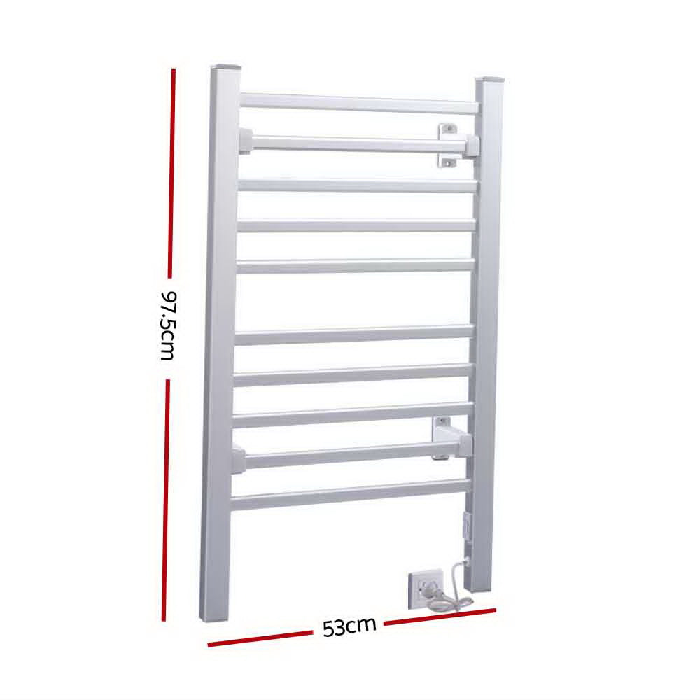 Devanti Electric Heated Towel Rail Rails Warmer Rack Aluminium 10 Bars Tristar Online