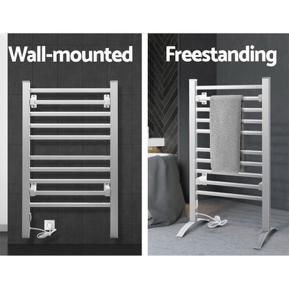 Devanti Electric Heated Towel Rail Rails Warmer Rack Aluminium 10 Bars Tristar Online