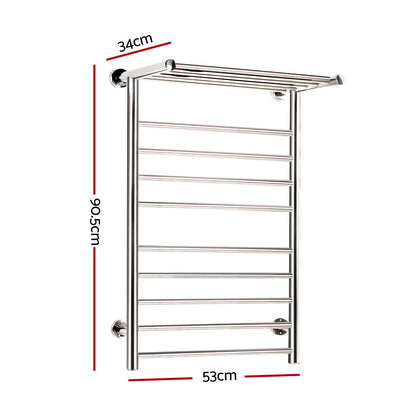 Devanti Electric Heated Towel Rail Warmer Heater Rails Rack Wall Mounted 14 Bar Tristar Online