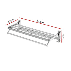 Towel Rail Rack Holder 4 Bars Wall Mounted Aluminium Foldable Hanging Hook Tristar Online