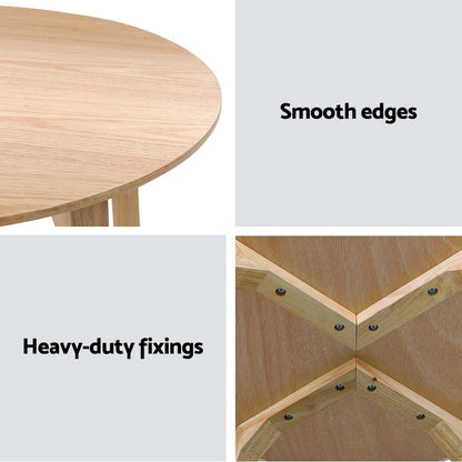 Artiss Coffee Table Round Side Tables Nightstand Bedside Furniture Wooden Beige Tristar Online