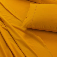 Elan Linen 100% Egyptian Cotton Vintage Washed 500TC Mustard 50 cm Deep Mega King Bed Sheets Set Tristar Online
