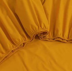 Elan Linen 100% Egyptian Cotton Vintage Washed 500TC Mustard 50 cm Deep Mega King Bed Sheets Set Tristar Online