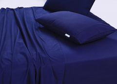 Elan Linen 100% Egyptian Cotton Vintage Washed 500TC Navy Blue Single Bed Sheets Set Tristar Online