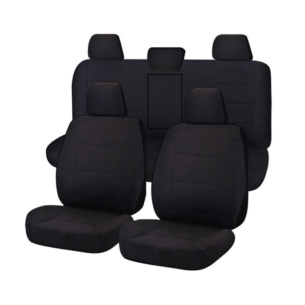 Seat Covers for TOYOTA HILUX 08/2015 - ON DUAL CAB UTILITY FR 40/60 SPLIT BASE WITH A/REST BLACK ALL TERRAIN Tristar Online