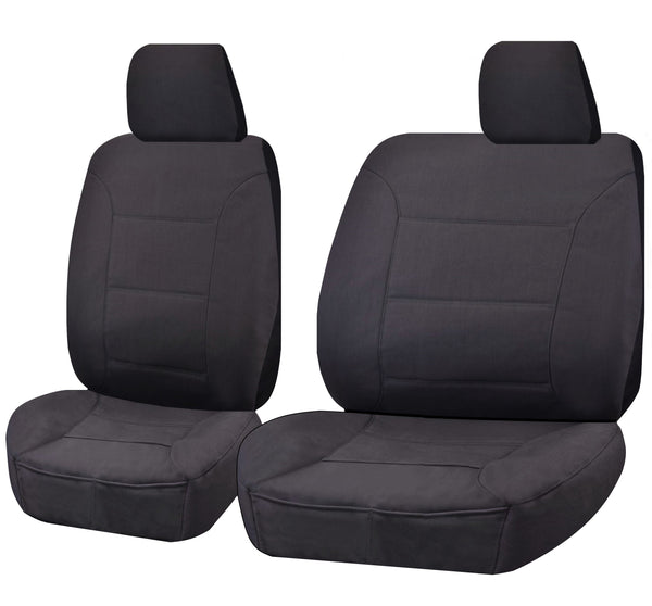 Seat Covers for TOYOTA LANDCRUISER 60.70.80 SERIES HZJ-HDJ-FZJ 1981 - 2010 TROOP CARRIER 4X4 SINGLE CAB CHASSIS FRONT BUCKET + _ BENCH CHARCOAL ALL TERRAIN Tristar Online