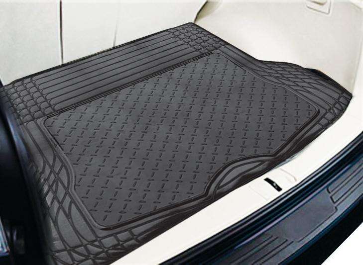 ALUMINIUM LOOK 1-Piece Boot Mat - BLACK [Rubber/Aluminium Look] Tristar Online