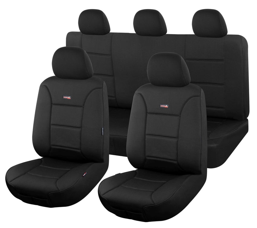 Seat Covers for TOYOTA HIACE CREW VAN LWB 02/2019 -ON 2 ROWS SHARKSKIN BLACK Tristar Online