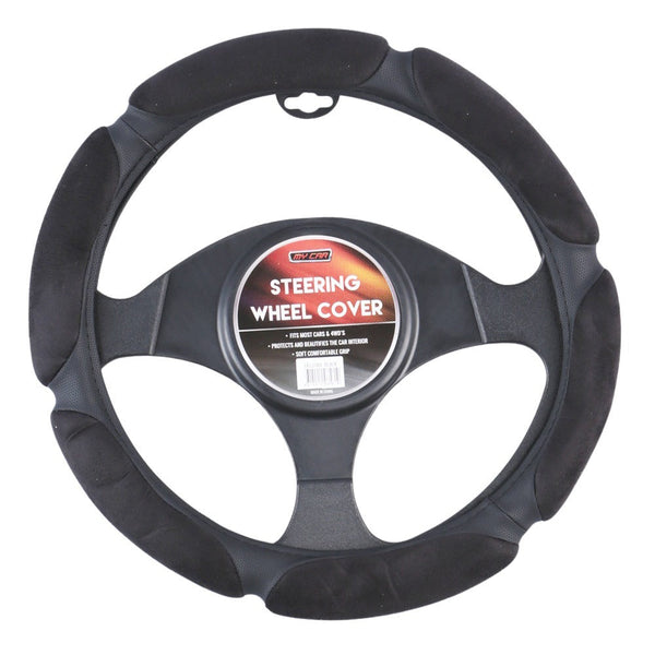 Arizona Steering Wheel Cover With Plush Suede Grips - Black Tristar Online