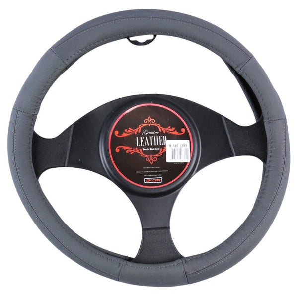 Miami Steering Wheel Cover - Grey [Leather] Tristar Online