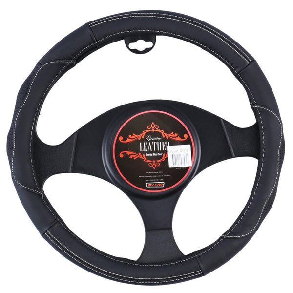 Nevada Steering Wheel Cover - Black/White [Leather] Tristar Online