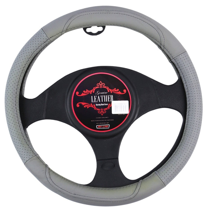Oklahoma Steering Wheel Cover - Grey [Leather] Tristar Online