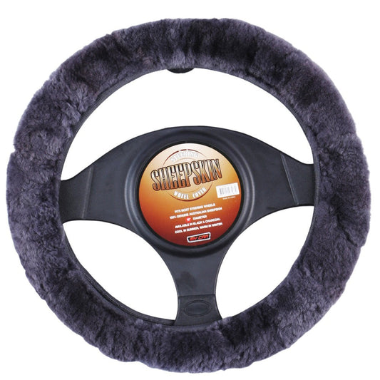 Sheepskin Steering Wheel Cover - Charcoal Tristar Online