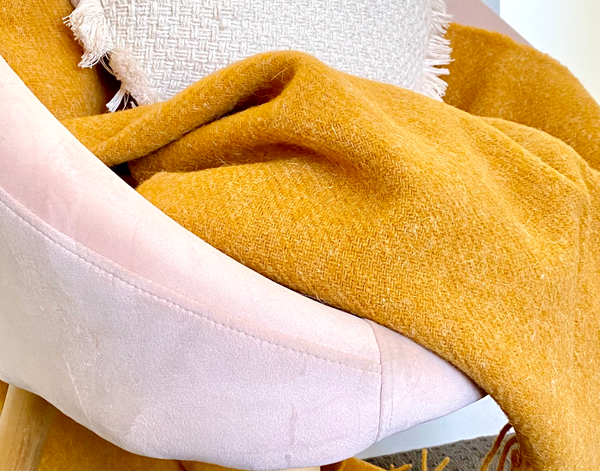 Brighton Throw - 100% NZ Wool - Mustard Tristar Online