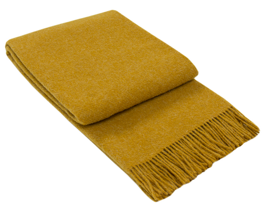 Brighton Throw - 100% NZ Wool - Mustard Tristar Online