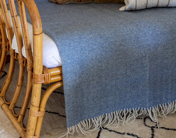 Hampton Throw - Merino Wool Blend - Blue Tristar Online