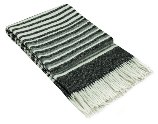 Richmond Throw - Reclaimed Wool Blend - Monochrome Tristar Online