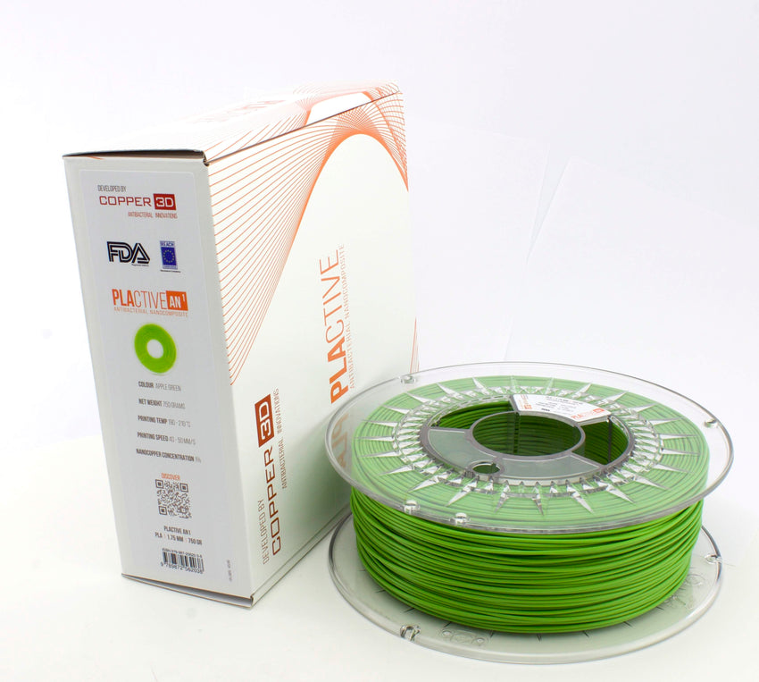 PLA Filament Copper 3D PLActive - Innovative Antibacterial 2.85mm 750gram Apple Green Color 3D Printer Filament Tristar Online