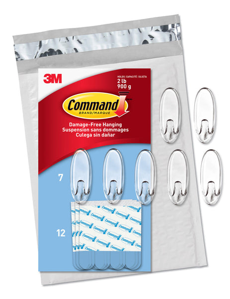 Command Medium Clear Oval Value Pack, 7 Hooks and 12 Strips, CL091-7NA Tristar Online