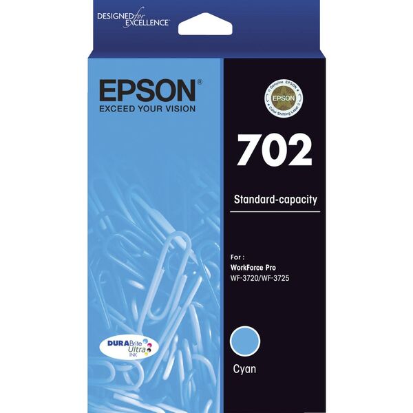 EPSON 702 CYAN INK DURABRITE WF-3720 WF-3725 Tristar Online