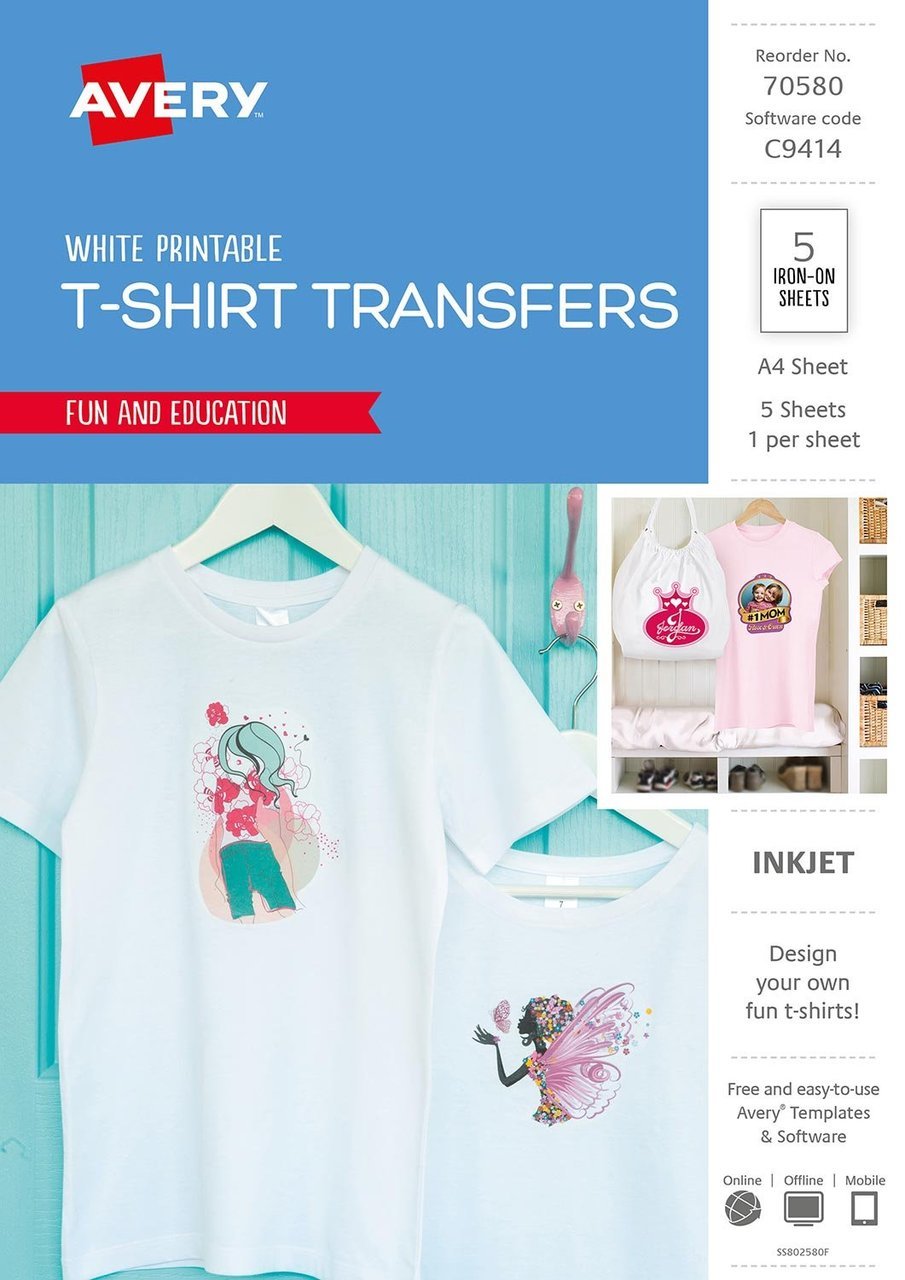 Avery Inspired T-Shirt Transfer - clear transfer sheets - 5 sheet(s) Tristar Online